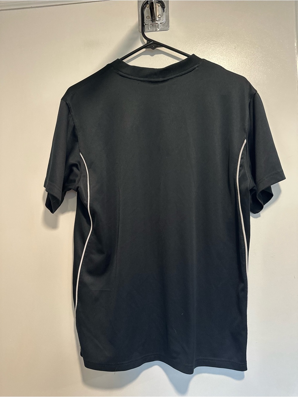 VTG Nike Y2K Dri-Fit Sz:L athletic lightweight Black mesh weave Tee white piping - Picture 2 of 13